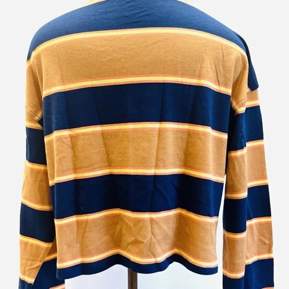 NWT SO Juniors Long Sleeve Pullover Collared Neck Striped Blue Shirt Size Large - Picture 6 of 13